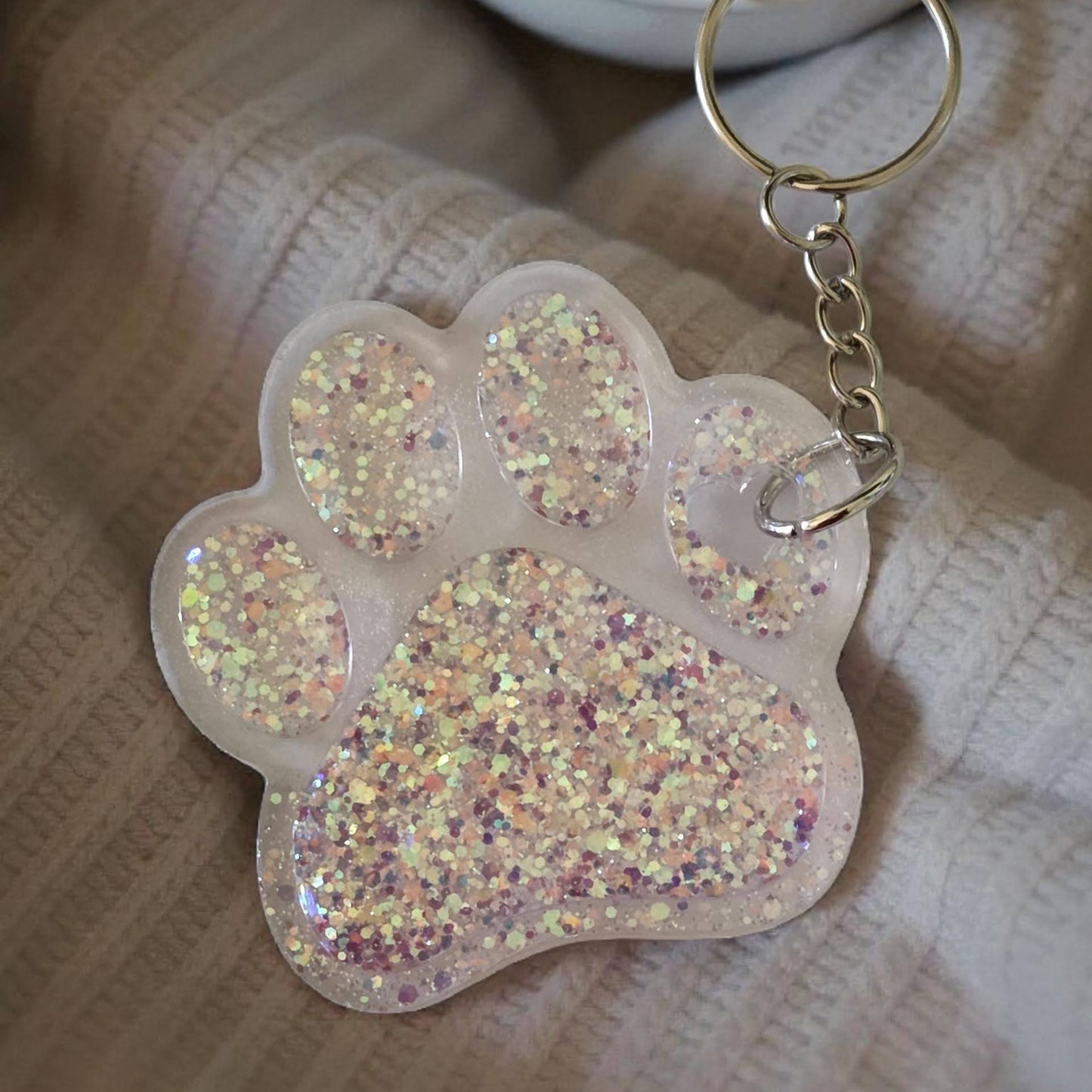 Pawprint Glitter Keychain