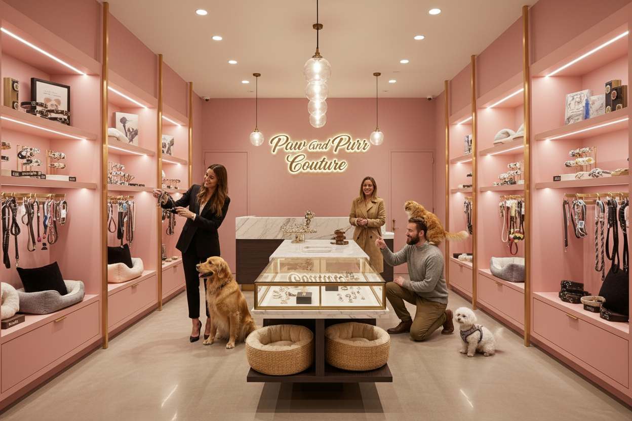 change the colors of the store to a blush pink and and gold and black accents